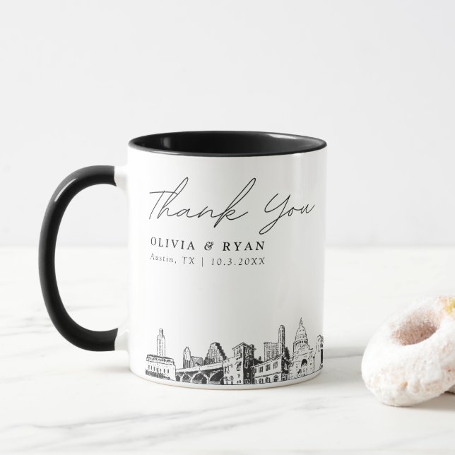 Austin Wedding Custom Personalized Coffee Mug (With Donut)