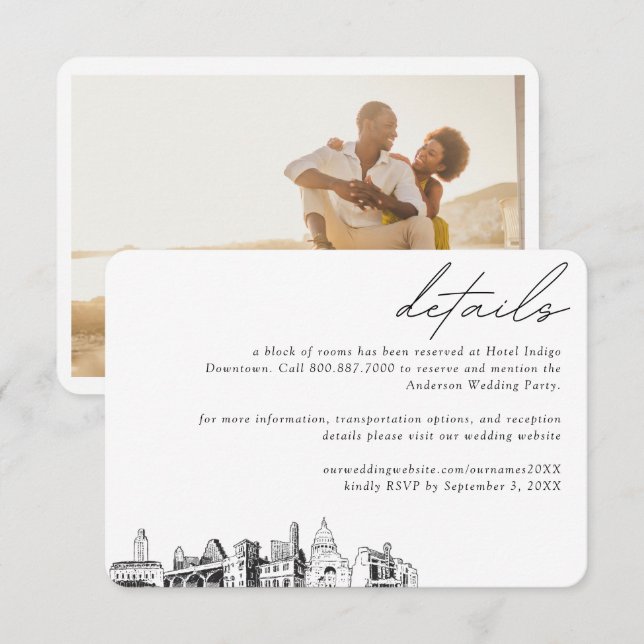Austin Wedding Hotel Room Block Details Enclosure Card (Front/Back)