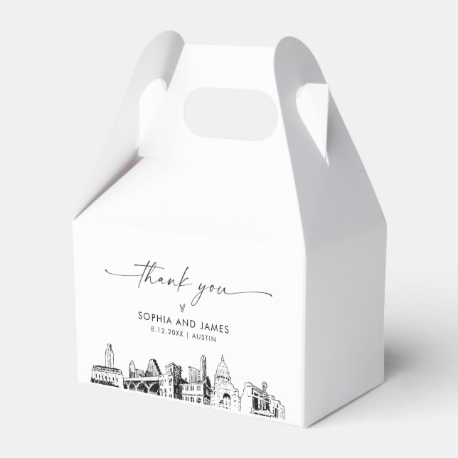 Austin Wedding Personalized Favor Box (Front Side)