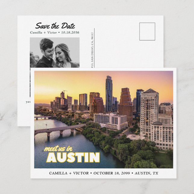 Austin Wedding Save the Date Downtown Postcard (Front/Back)