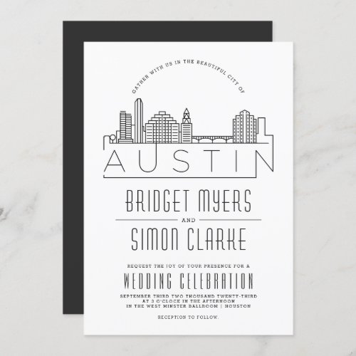 Austin Wedding  Stylized Skyline Invitation