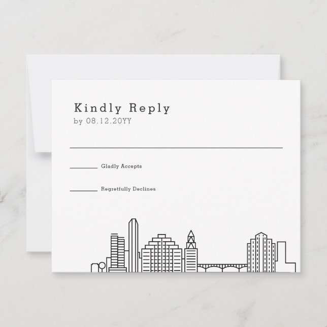 Austin Wedding | Stylized Skyline RSVP Card (Front)