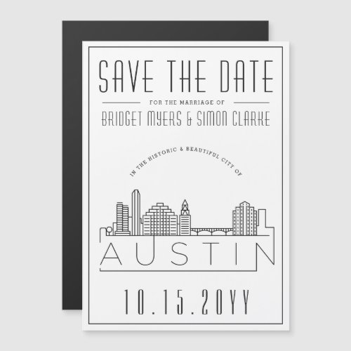 Austin Wedding  Stylized Skyline Save the Date Magnetic Invitation