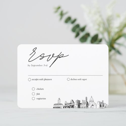 Austin Wedding Traditional RSVP Meal Options Enclosure Card