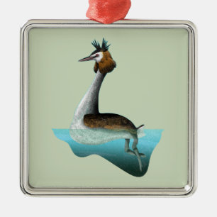 Australasian crested grebe Puteketeke Metal Ornament