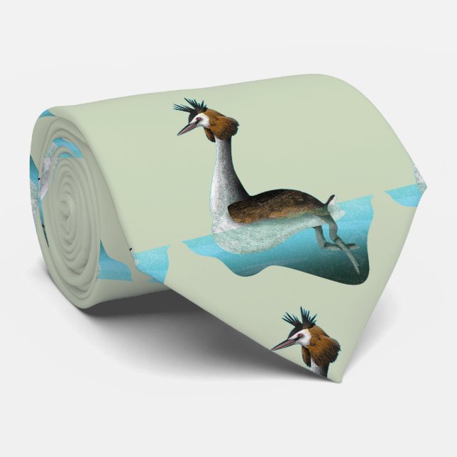 Australasian crested grebe Puteketeke Neck Tie (Rolled)