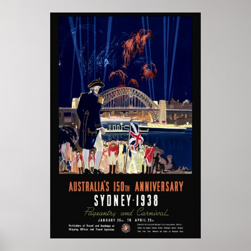 Australia 150th Anniversary Vintage Poster 1938