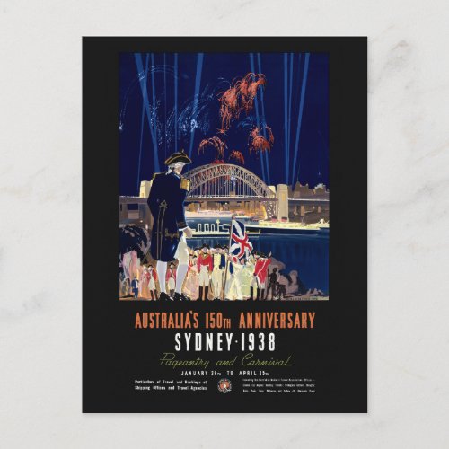 Australia 150th Anniversary Vintage Poster 1938 Postcard