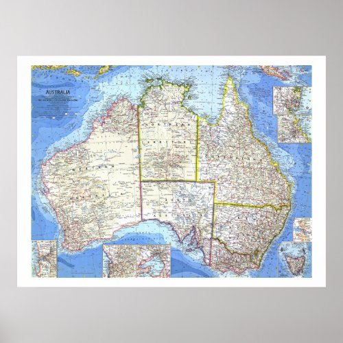  Australia 1963 detailed MAP  Poster