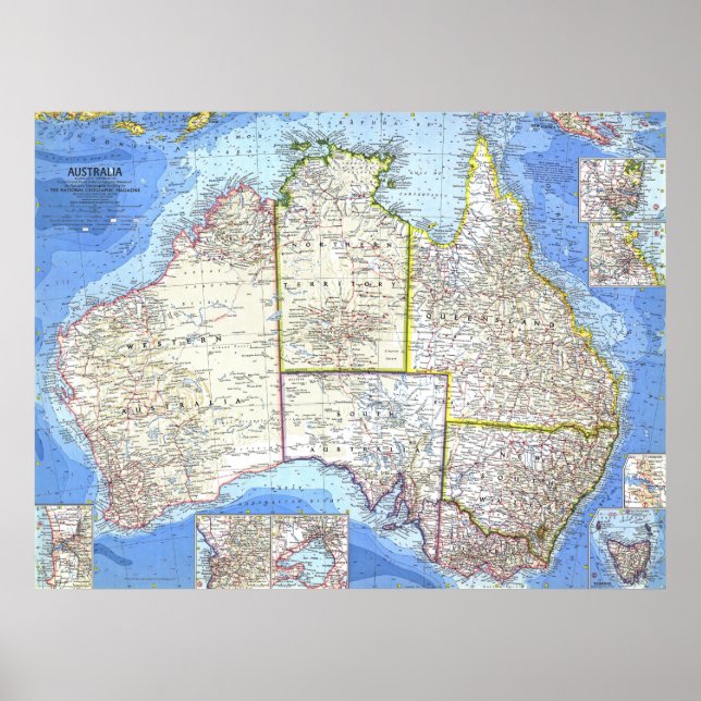 " Australia: 1963/today - Detailed map ... Poster (Front)