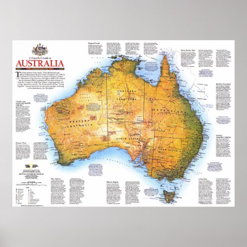  Australia 1988 Travel and History map  Poster