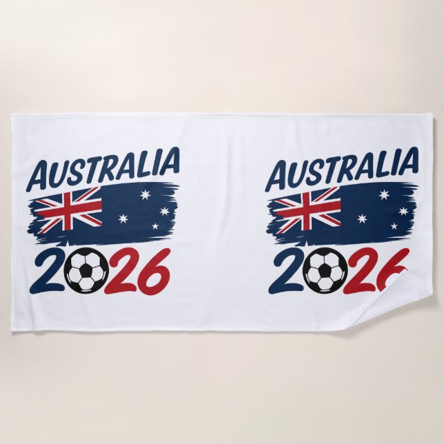 Australia 2026 Soccer Fan Design Flag Colors Beach Towel (Front)