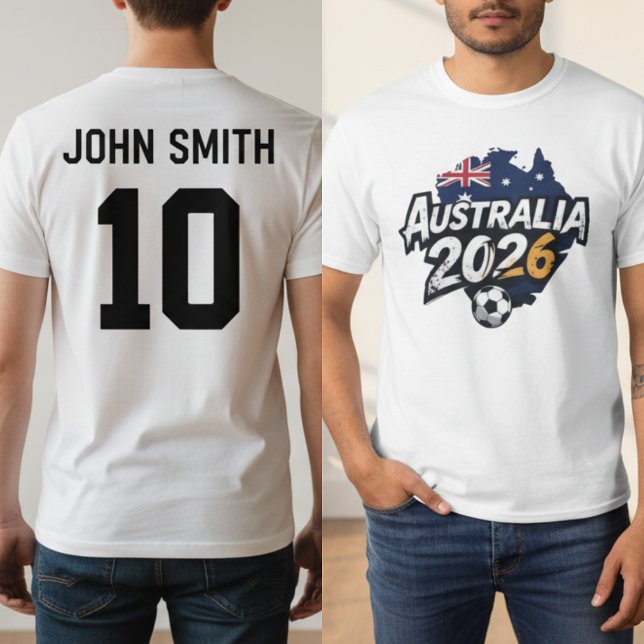 Australia 2026 Soccer Fan Personalized Name T-Shirt (Australia 2026 Soccer Fan Personalized Name Number T-Shirt)