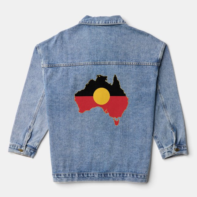 Australia aboriginal map denim jacket (Back)