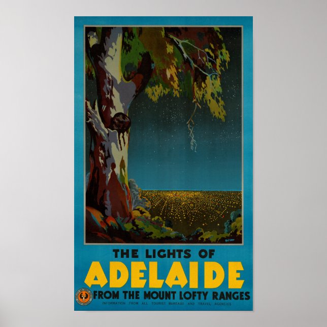 Australia Adelaide Restored Vintage Travel Poster (Front)