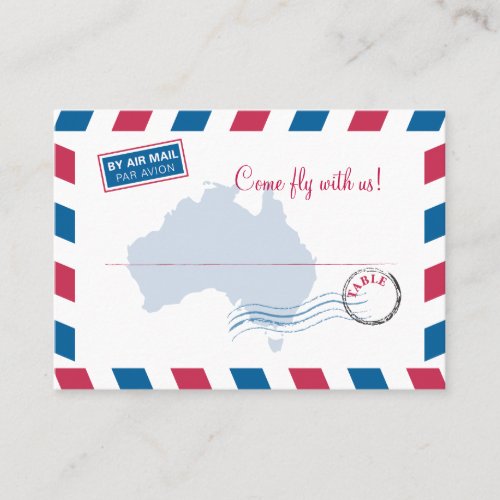 Australia Air Mail EscortSeating Card Wedding