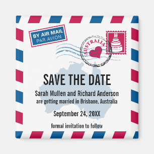 Australia Air Mail Wedding Save the Date Magnet