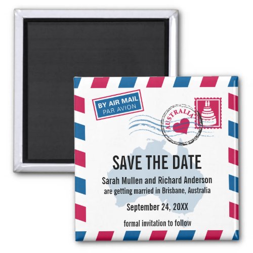 Australia Air Mail Wedding Save the Date Magnet