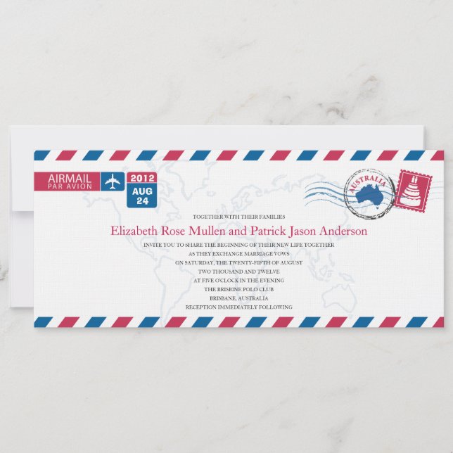 Australia Airmail Wedding Invitation (Front)