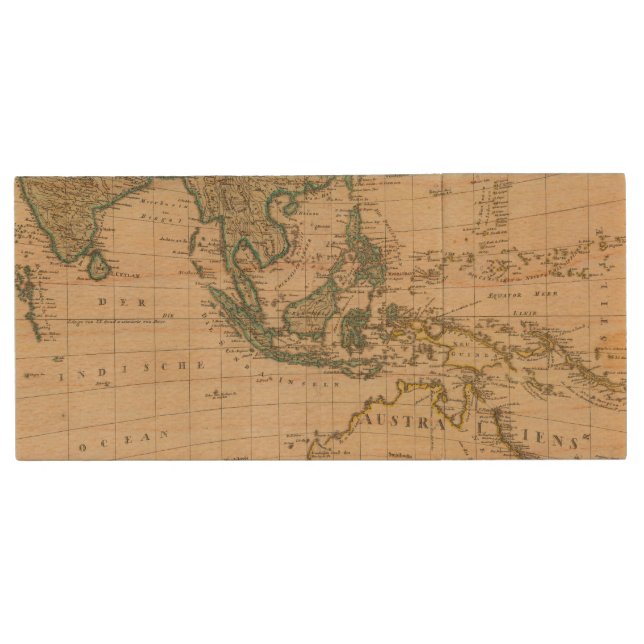 Australia and Asia Wood USB Flash Drive (Front)