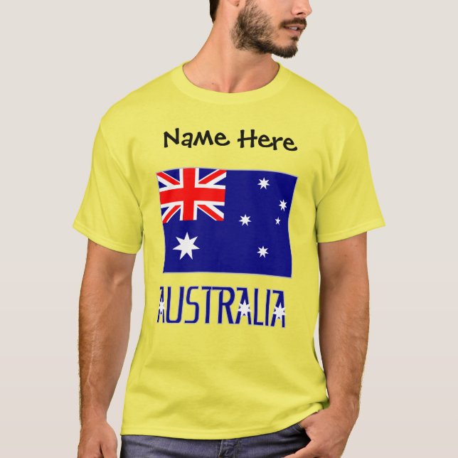 Australia and Australian Flag Black Personalized  T-Shirt (Front)