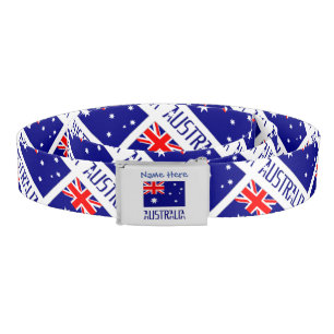 Australia and Australian Flag Blue Personalization Belt