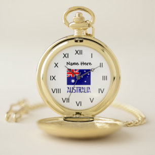 Australia and Australian Flag Personalized Pocket Watch