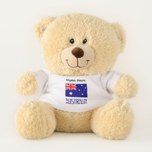 Australia and Australian Flag Personalized  Teddy Bear (Front)