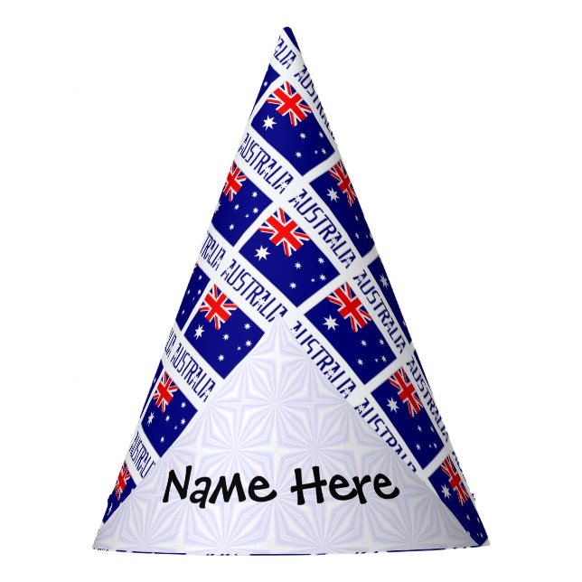 Australia and Australian Flag Tiled Personalized  Party Hat (Front)
