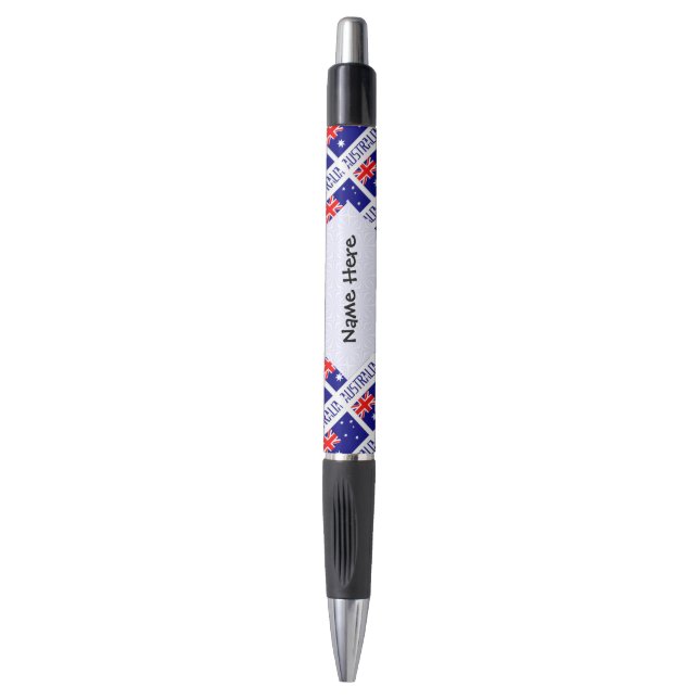 Australia and Australian Flag Tiled Personalized  Pen (Front Vertical)