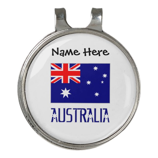 Australia and Australian Flag with Your Name Golf Hat Clip (Front)