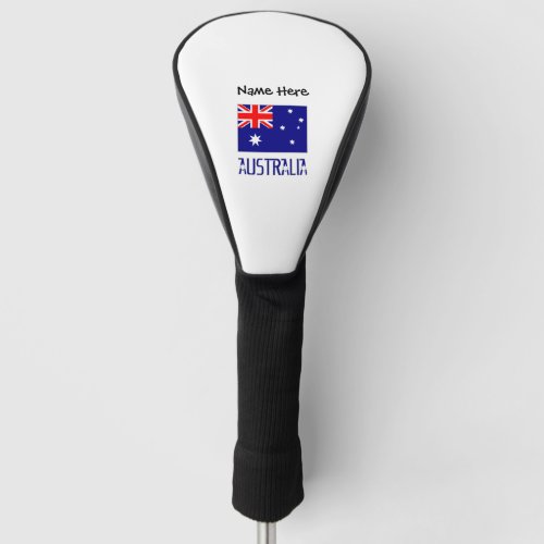Australia and Australian Flag with Your Name Golf Head Cover