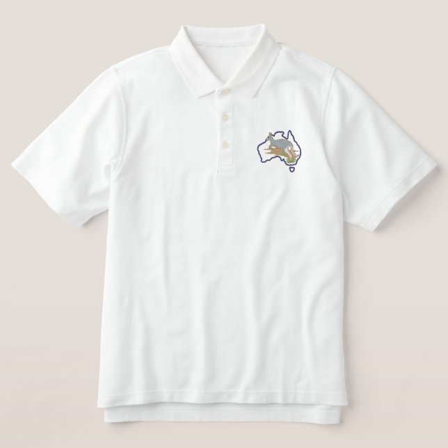 Australia and Kangaroo Embroidered Polo Shirt (Design Front)