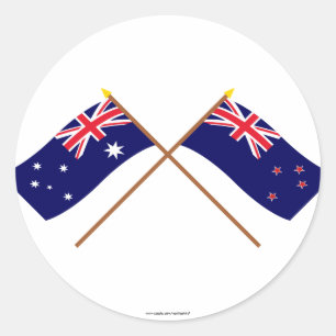 Australia and New Zealand Crossed Flags Classic Round Sticker