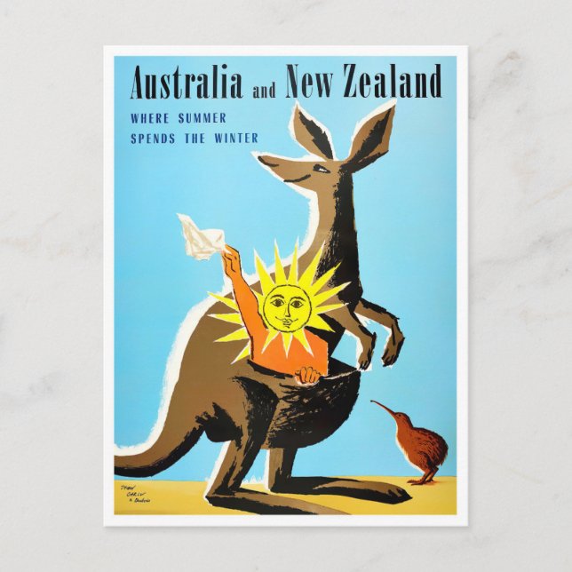 Australia and New Zealand vintage travel Postcard (Front)