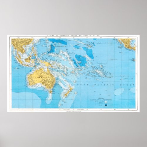 Australia and Pacific Ocean Map Poster