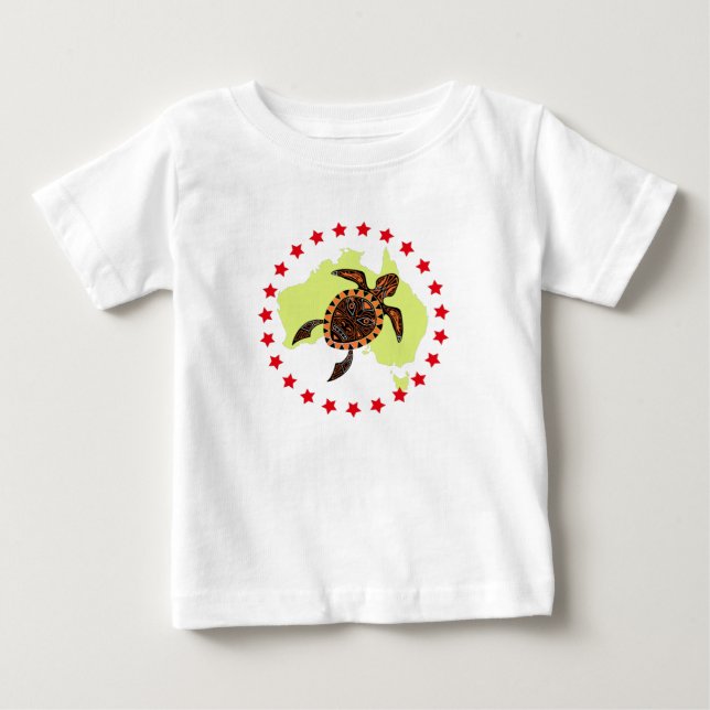 Australia And Sea Turtle In Circle Of Stars Baby T-Shirt (Front)