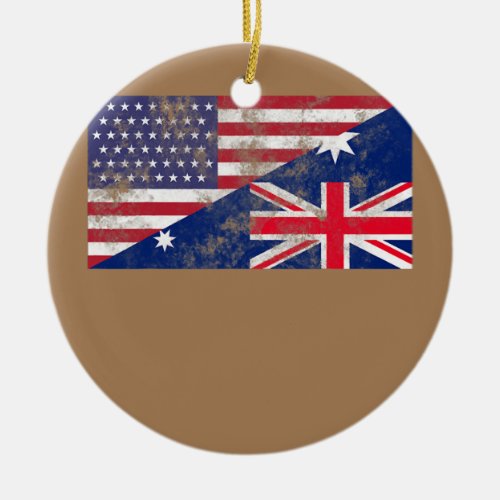 Australia and United States Flag Friendship Ceramic Ornament