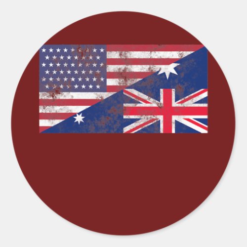 Australia and United States Flag Friendship Classic Round Sticker
