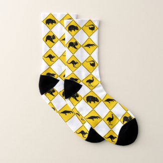 Australia Animal Road Sign Checkerboard Pattern
