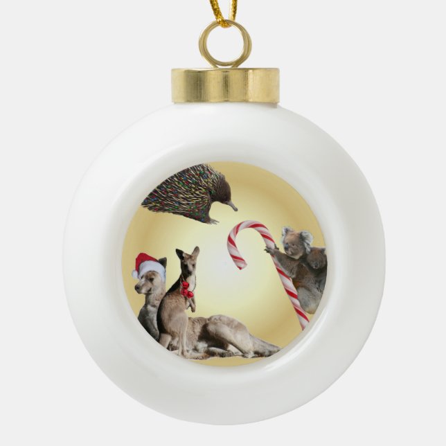 Australia Animals Christmas Ceramic Ball Christmas Ornament (Front)