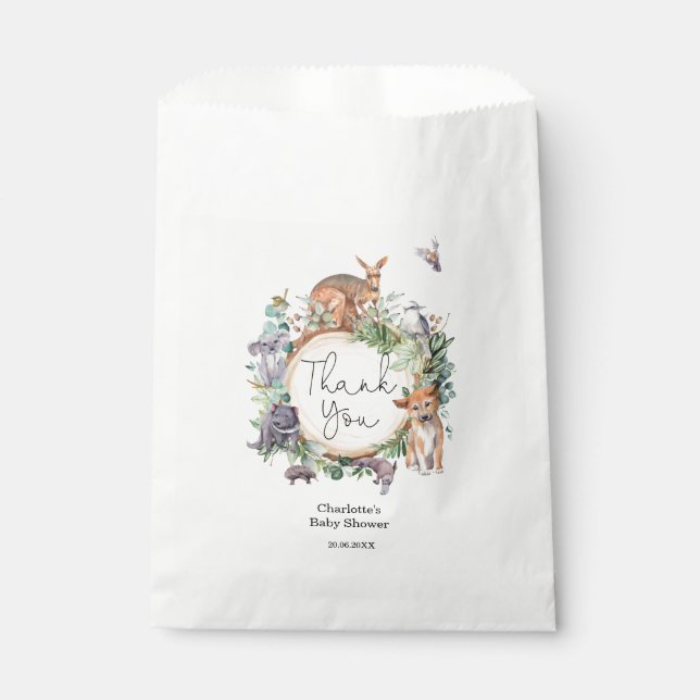 Australia Animals Rustic Wildlife Eucalyptus Baby  Favor Bag (Front)