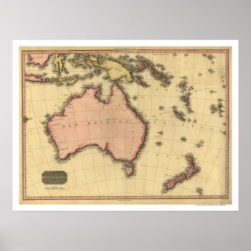 Australia Asia Map By John Pinkerton 1818 Poster