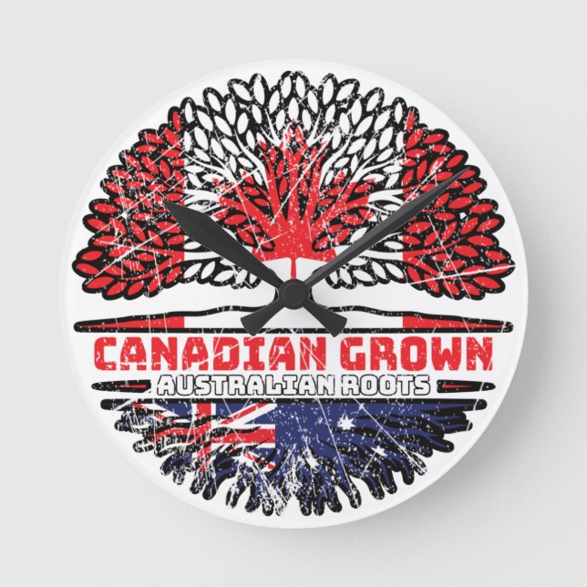 Australia Australian Canadian Canada Tree Roots Fl Round Clock (Front)