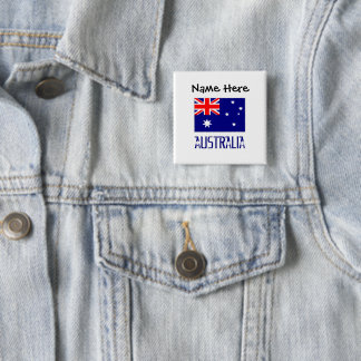 Australia Australian Flag Black Personalization  Button