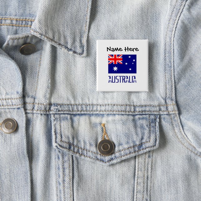Australia Australian Flag Black Personalization  Button (In Situ)
