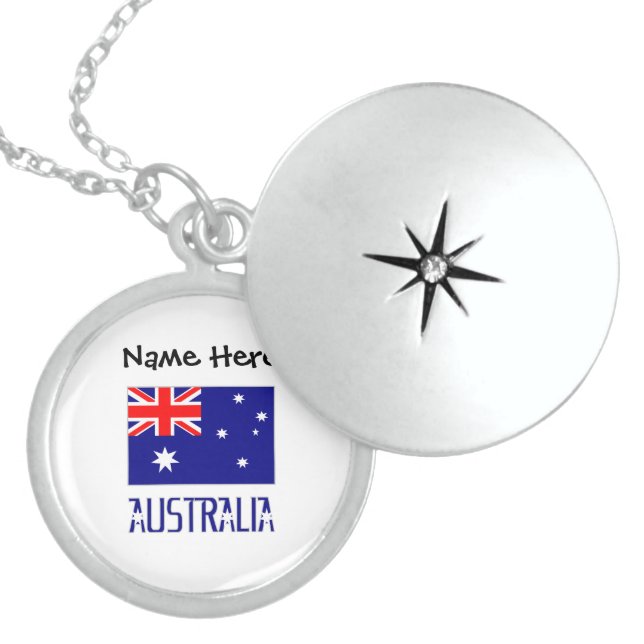 Australia Australian Flag Black Personalization  Locket Necklace (Front)