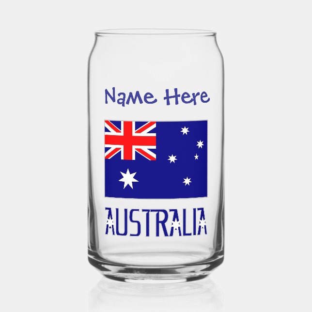 Australia Australian Flag Blue Personalization  Can Glass (Front)