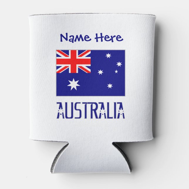 Australia Australian Flag Blue Personalized Can Cooler (Front)