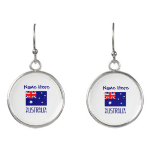 Australia Australian Flag Blue Personalized Earrings